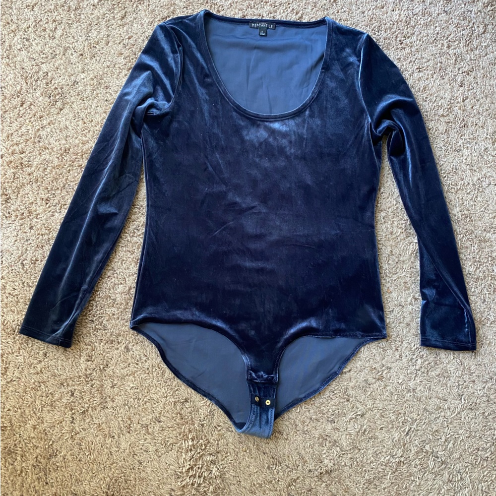 J crew factory navy velvet scoopneck bodysuit